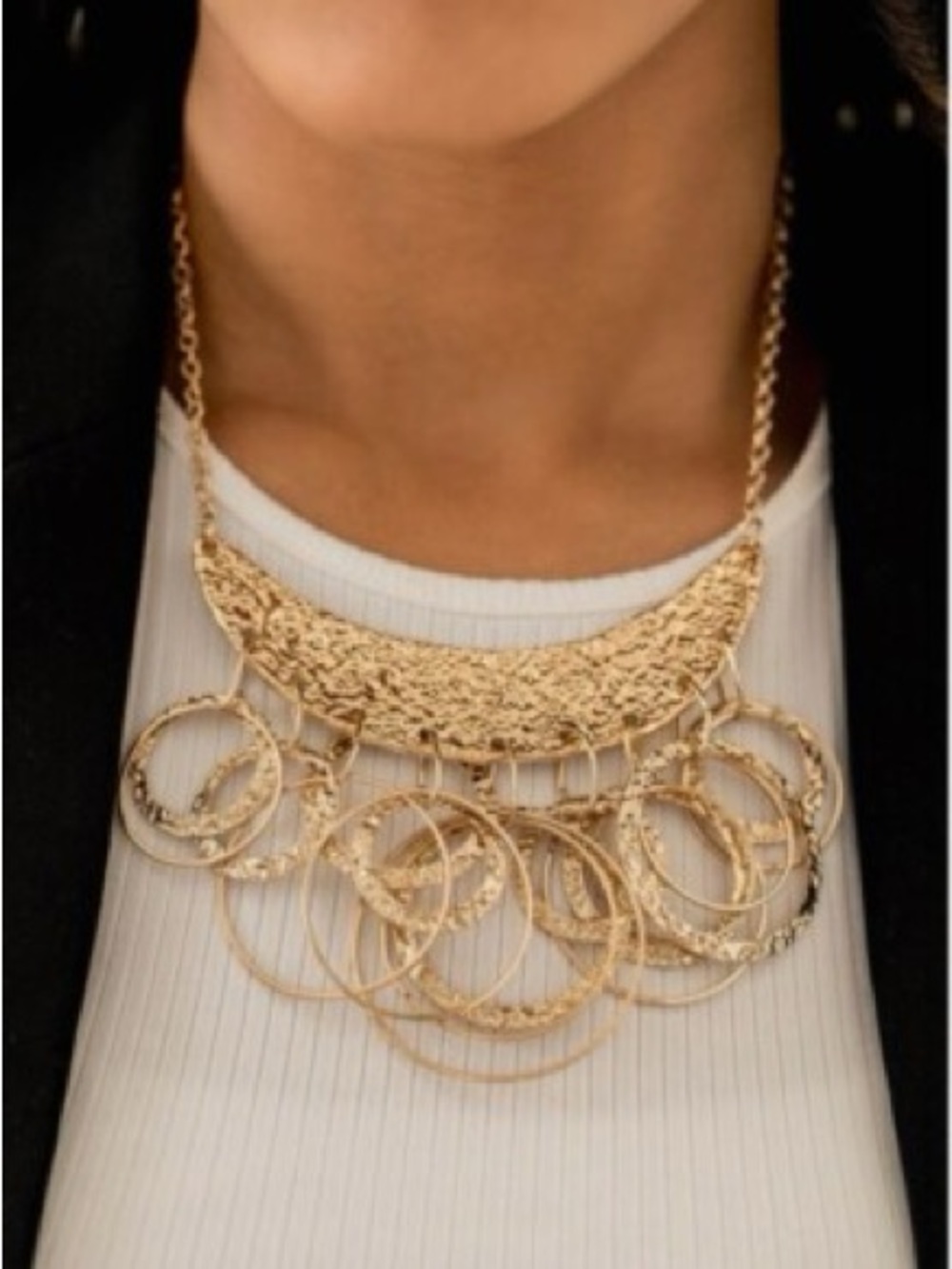 paparazzi Gold Multi-Ring Bib Necklace
